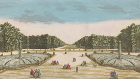 Radering: Udsigt over haven i Versailles
