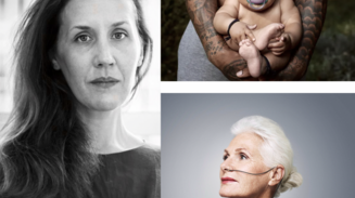 Collage - two women and a baby