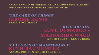 Poster for a panel discussion on maintenance of Danish nonprofit housing, listing the date, time, venue, speakers, and moderators.