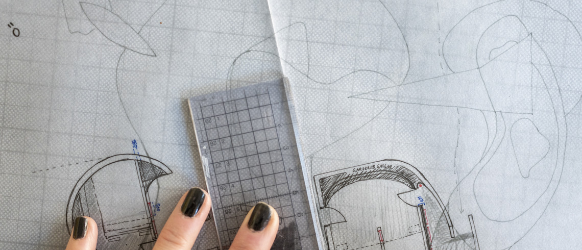 Arkitektonisk tegning, hånd med lineal