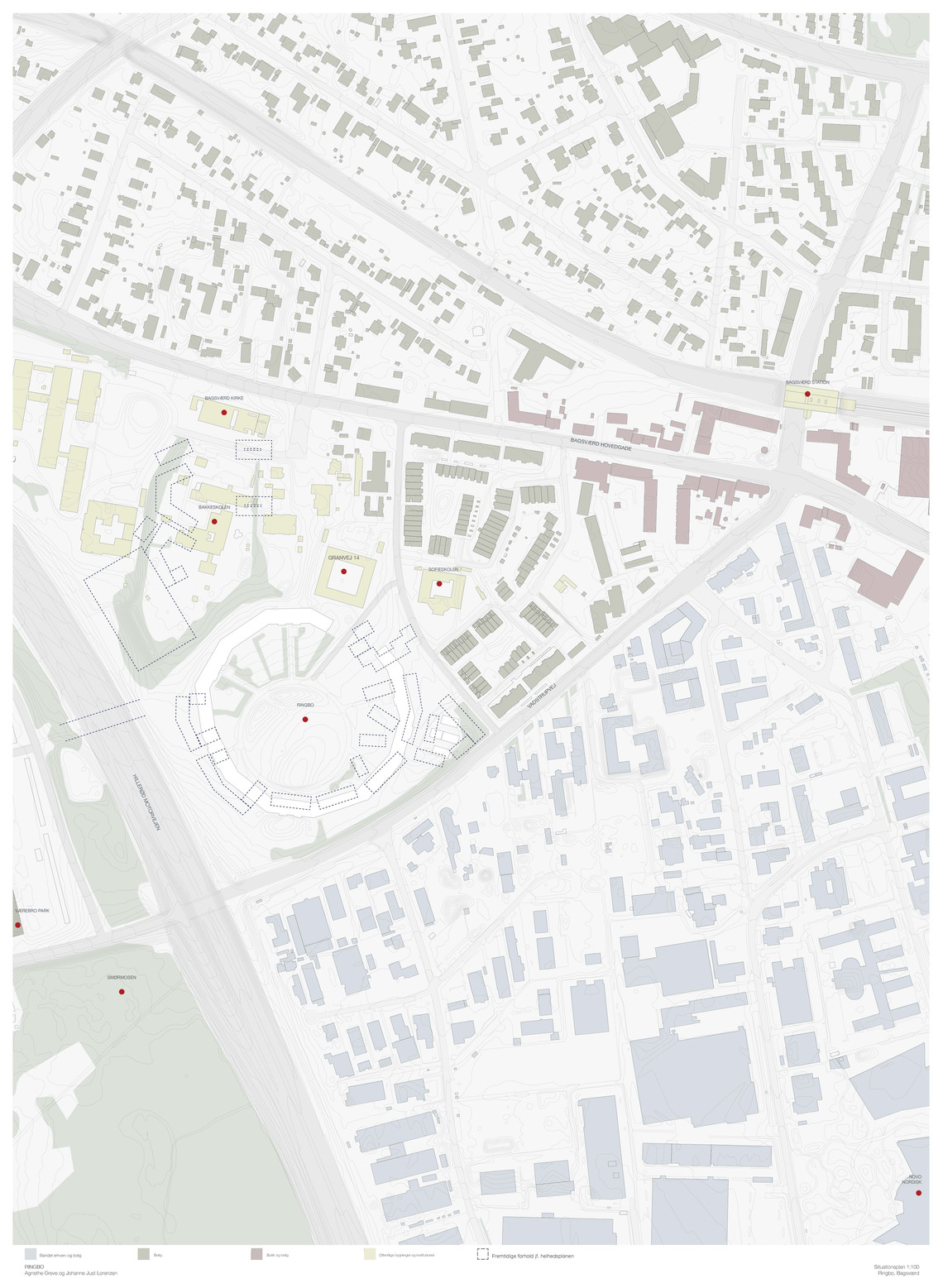 Situationsplan 1:1000, fremtidige forhold jf. Gladsaxe kommunes helhedsplan