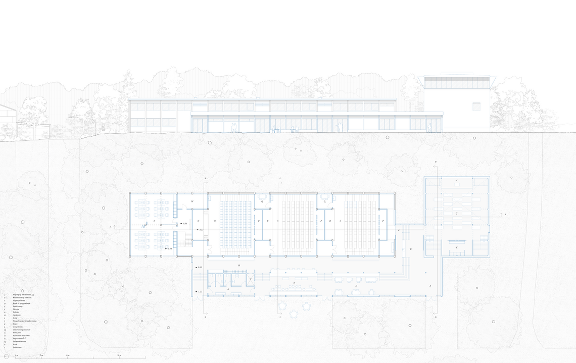 Studiehus: Opstalt V 1:100 / Plan 1:100