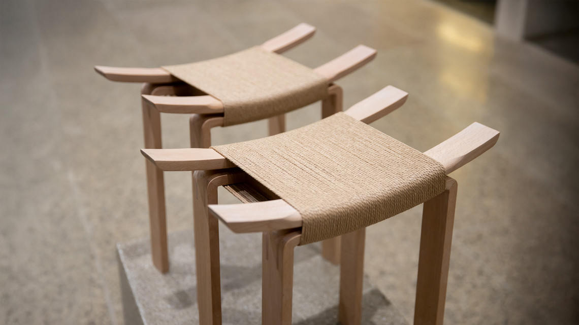 Two wooden stools