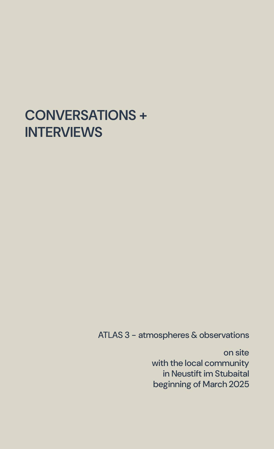 conversations and interviews