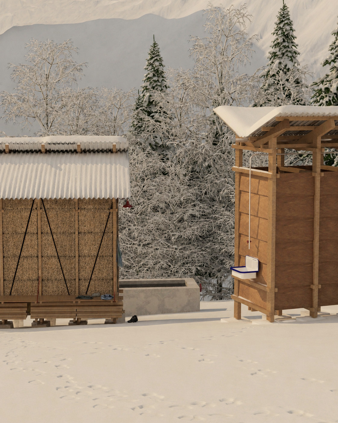 render sauna in the winter