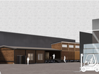 Rendering of a workshop exterior.