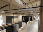 Rendering of a workshop interior.