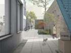 Visualisering i passagen ved laboratoriebygningen