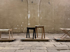 Four wooden stools