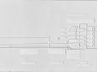 The image shows a white tactile section through the site - ranging from Blegdamsvej to the left all the way to the lakes on the right. The section takes the reader through the route from Blegdamsvej along a slightly sloped terrain into the first floor in Remisen, through Remisens new library, across the new raised pathway over Ryesgade and directly into the school's children's library.