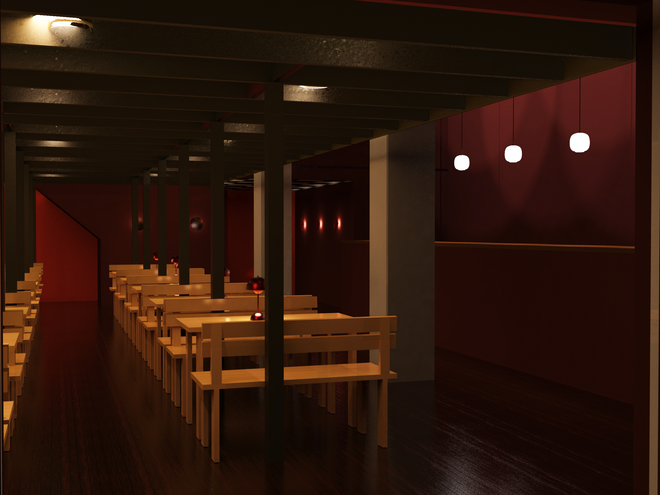 Rendering – Seating area downstairs