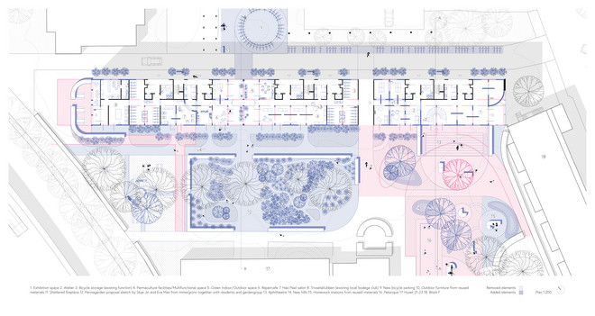 Plan illustrating added and removed elements