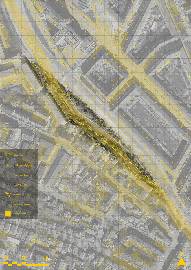 Thick map of the rainwater management at the site of Ågadeparken