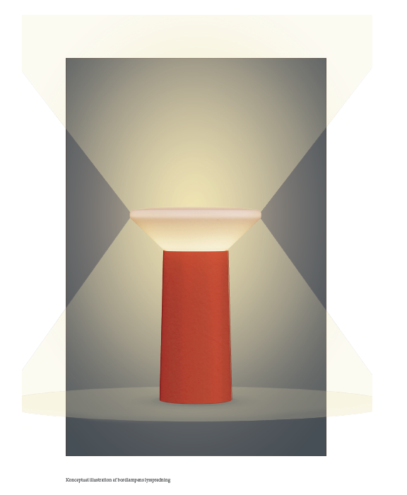 Concept picture of how the light is cast from the lamp
