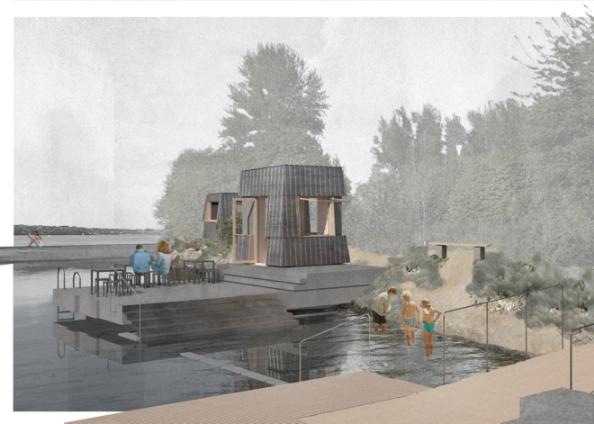 Visualisation of the Shallow Pool and Kiosk pavilion