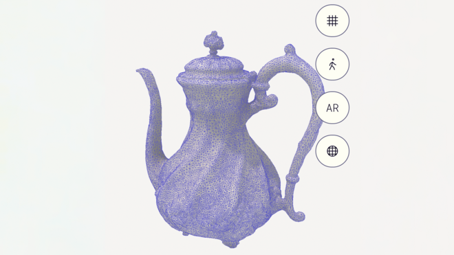 wireframe of the 3D scanned tea pot.