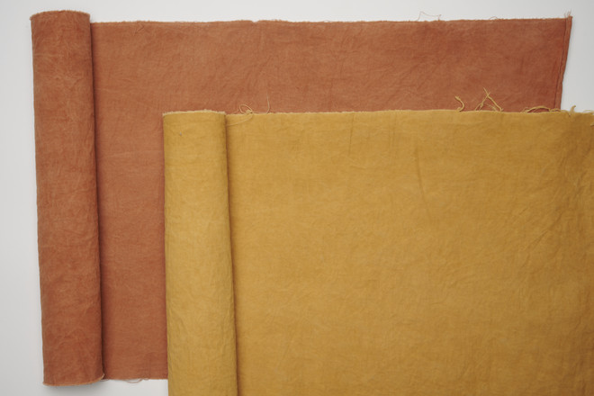 raw and burned ochre on cotton 