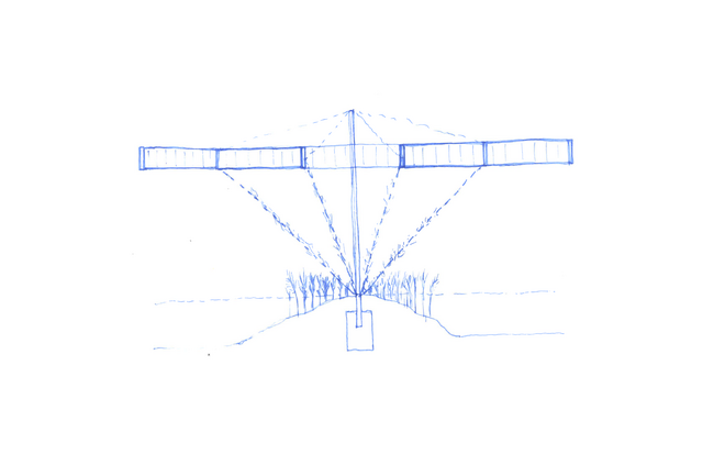 Sketch of canopy structure standing on a vegetated island