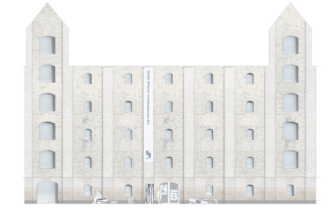 Elevation showing the north entrance of Nordatlantens Brygge Elevation showing the north entrance of Nordatlantens Brygge