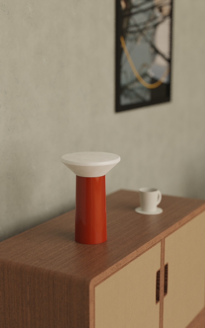 A rendered image of the table lamp in context.