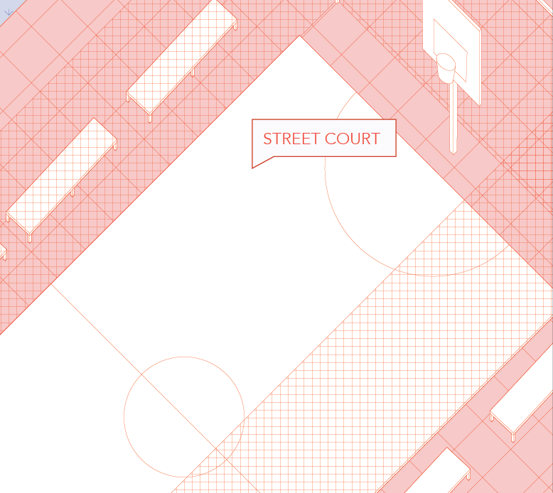 A zoom in of the new street court
