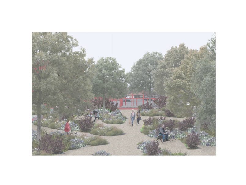 A collage showing the new garden
