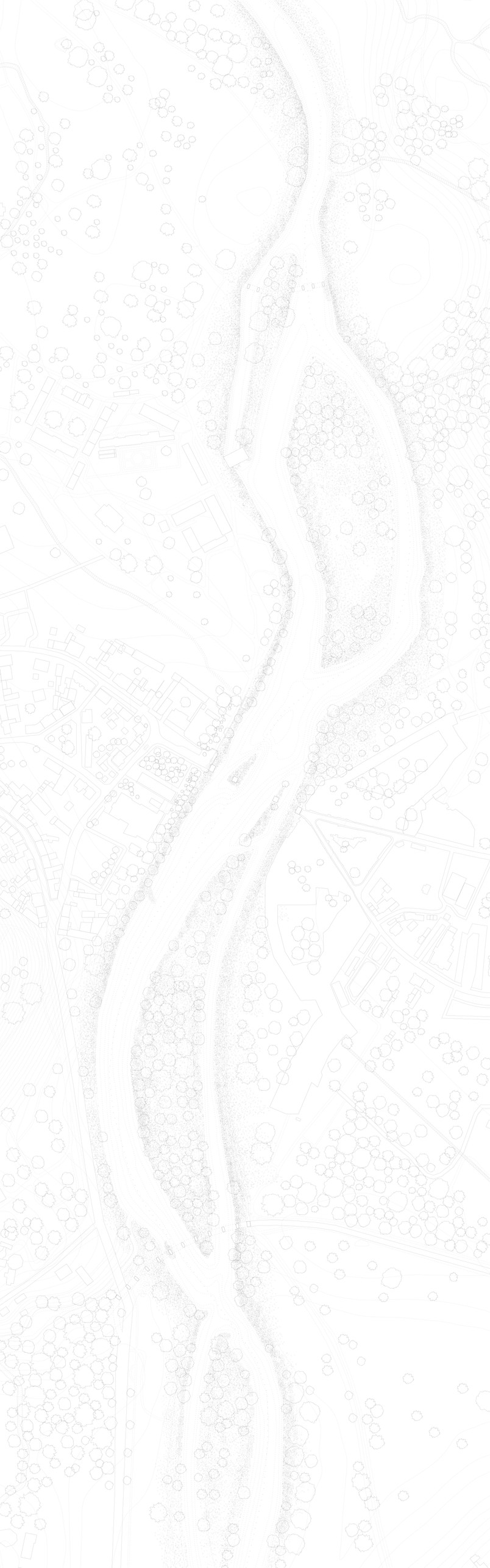 Situationsplan af floddalens nye flodstrækning, 1:1000