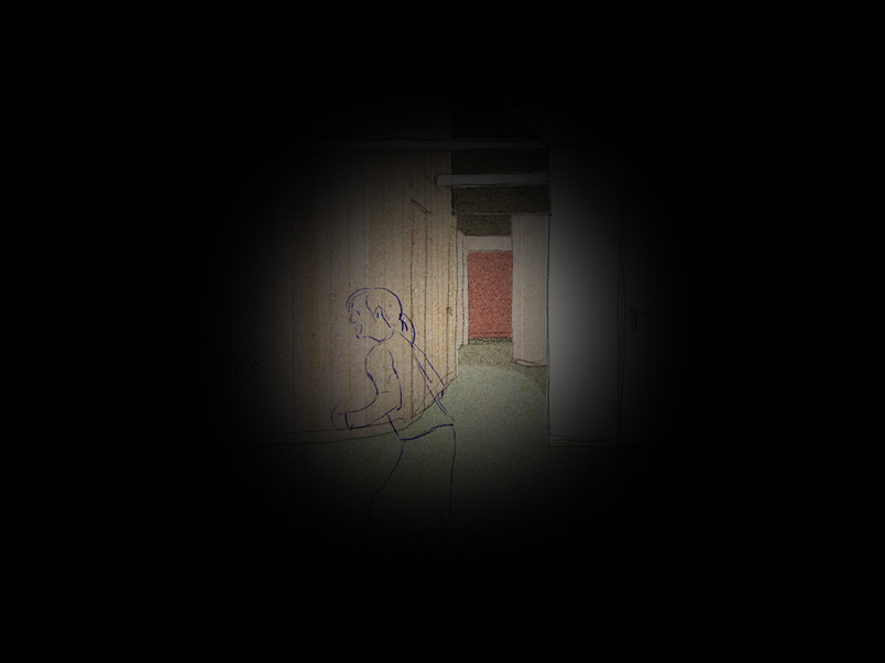 Visualisation of hallway as seen from the kitchen.