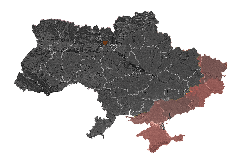 Occupied areas of Ukraine, January 2025