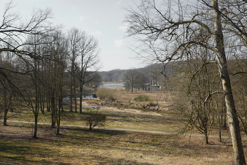 Blik mod den nye grænseovergang set fra Muskauer Park/Park Mużakowski