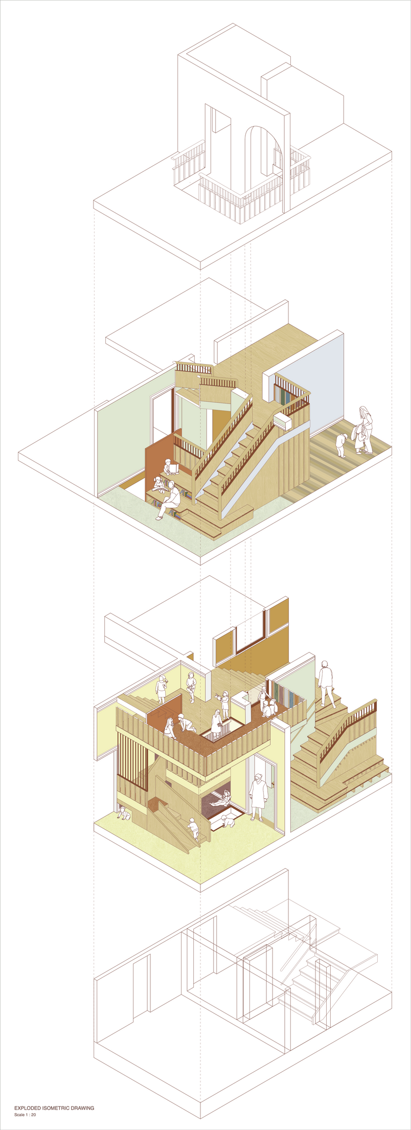 Isometric drawing of the new staircase