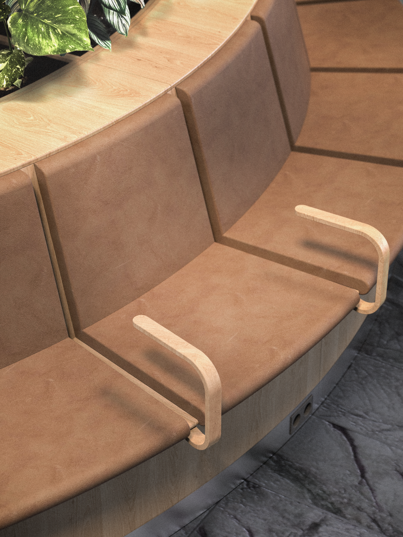 Mette Korte, arkitekt, designer, møbeldesign, furniture design, Rigshospitalet, bench, bænk, hospital furniture, modular furniture