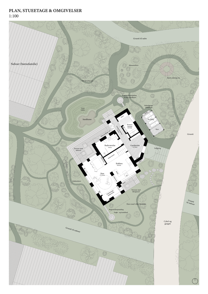 Stueetage - omgivelser og plan