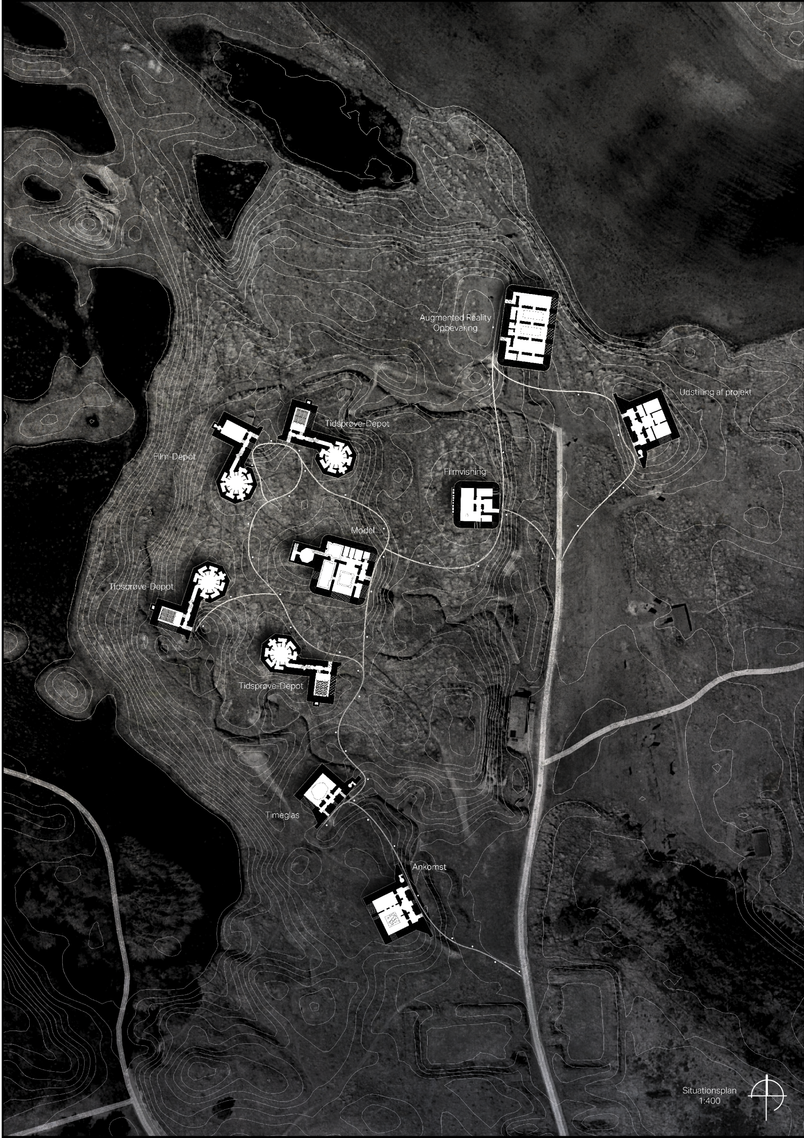 Siteplan der er snittet gennem bunkerne