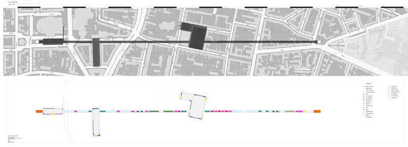 1:1000 Situationsplan og diagram af den 1,5 km passage