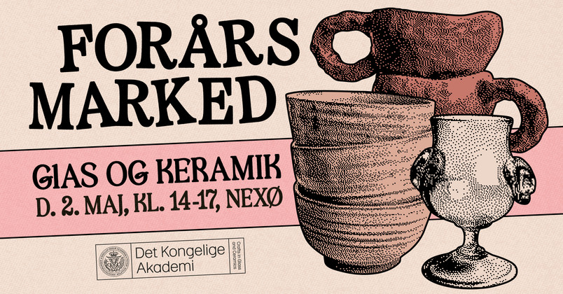Plakat - tekst: Forårsmarked - glas og keramik