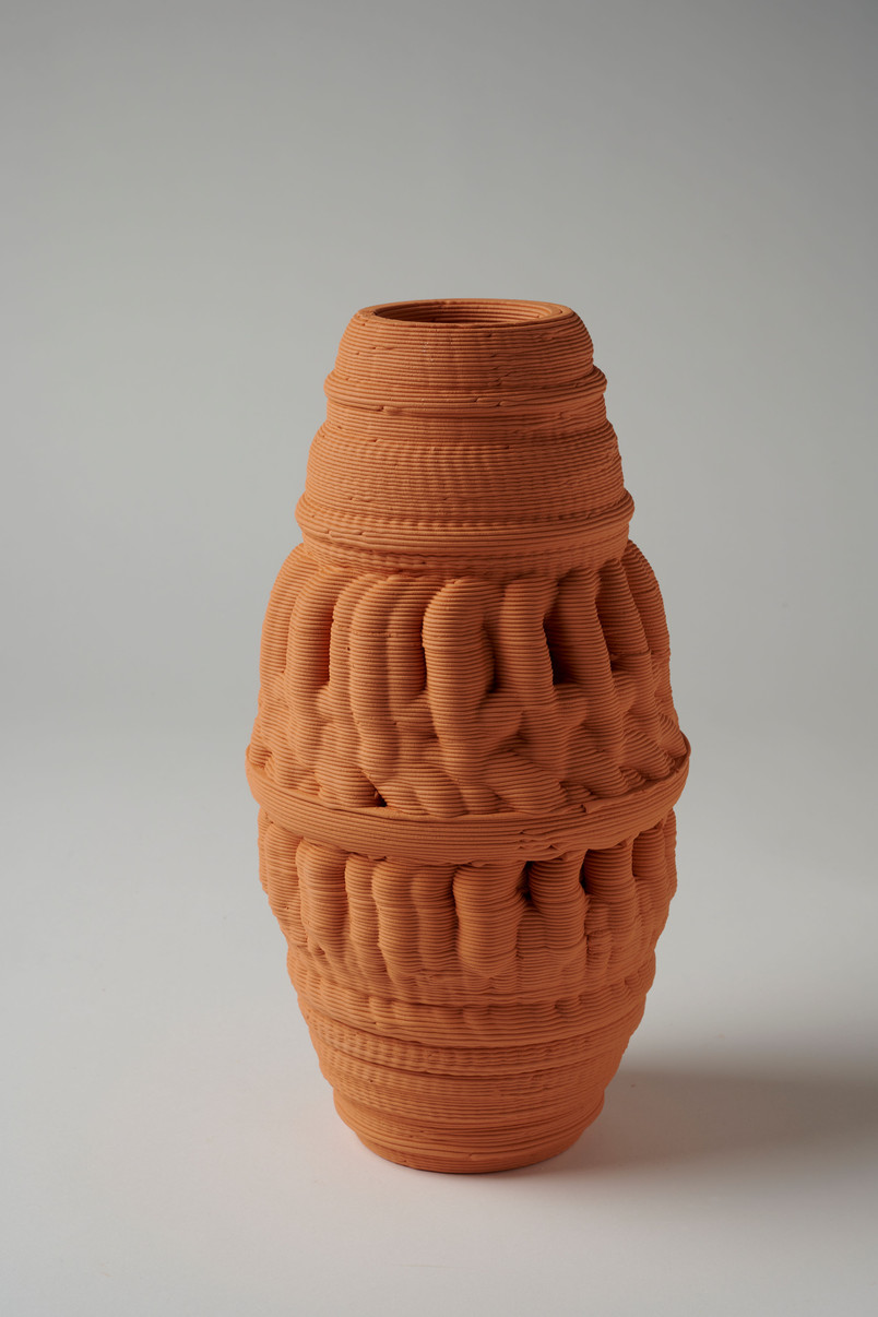 Virtual Pattern Thrown Example 3D Clay Printed Red Earthenware