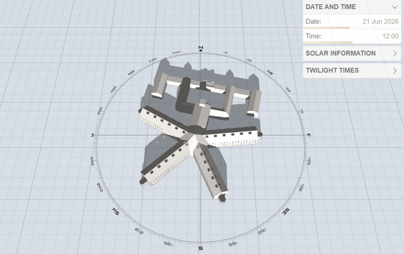 Simulated Shadow Movement (21 June, 12:00)