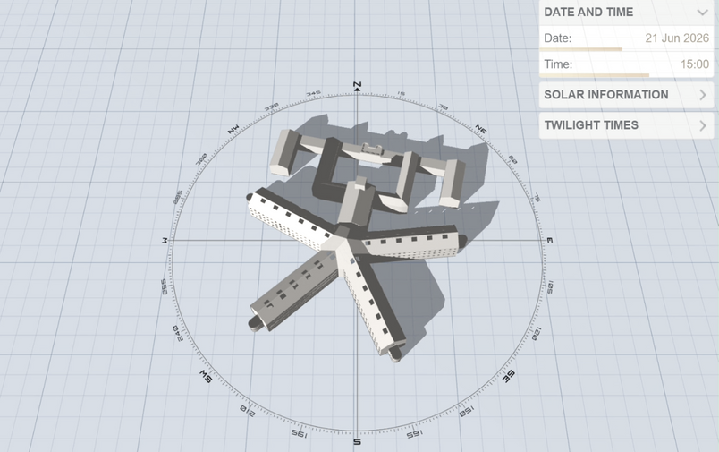Simulated Shadow Movement (21 June, 15:00)