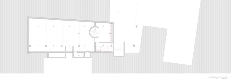 Plan C, kælderplan med gardorobe, teknik og opmagasinering, 1:50