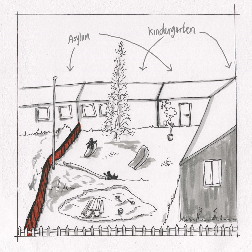 Situation 4: Neighbourship between the public kindergarten and the asylum. (Residence Centre Jelling)