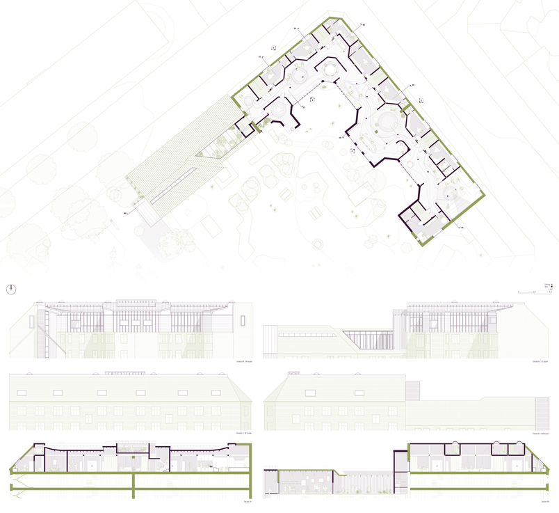 Plan, Sections and Elevations