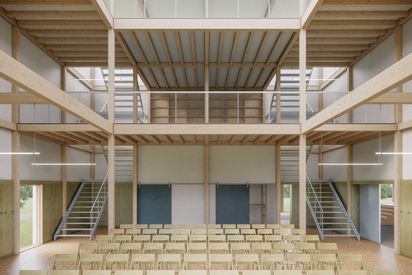 Studiehus: Visualisering, salen med stoleopstilling