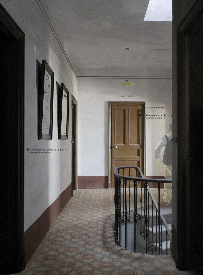 Restaurering af vægge og loft på 2. sal, Visualisering 