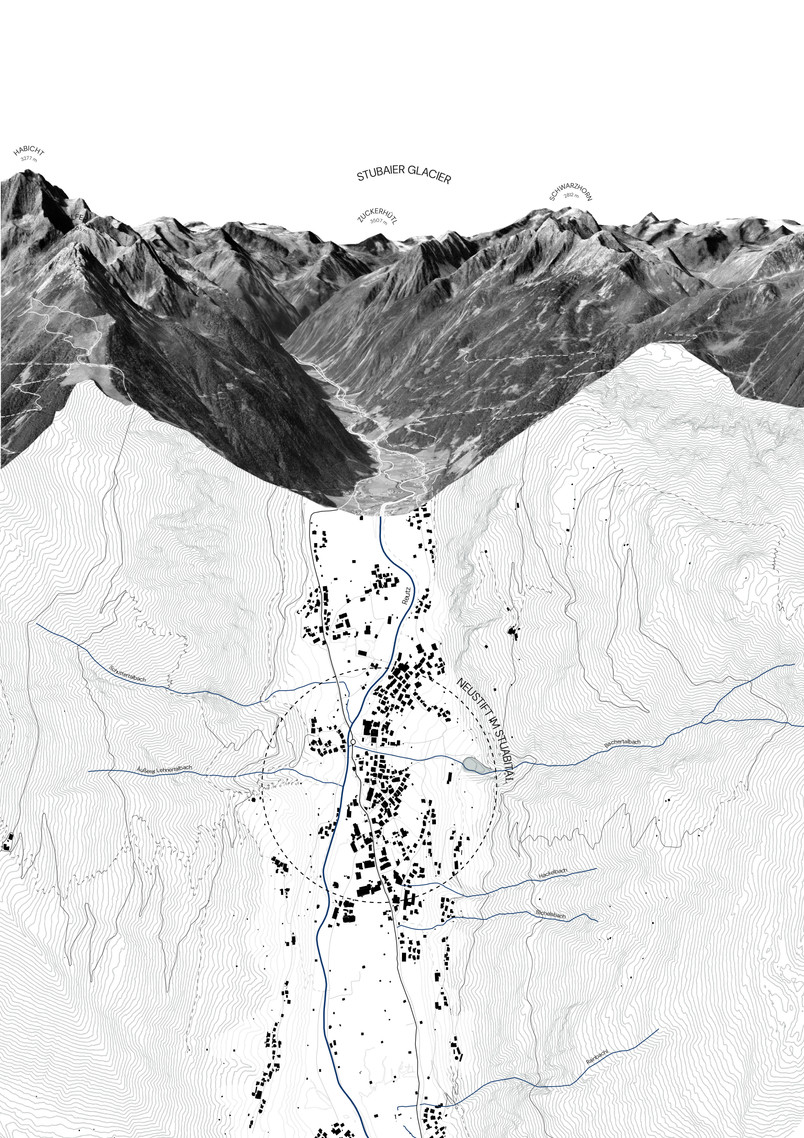 site plan and elevation of the mountain range