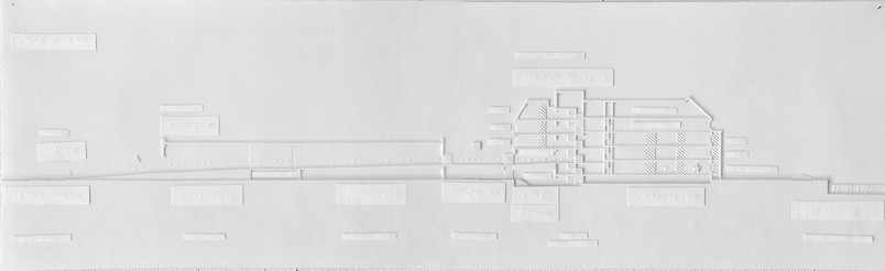 Tactile Section drawing showing Remisen on the left and the school on the right