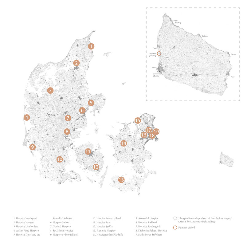 Diagram over Hospice i Danmark og Projektets placering