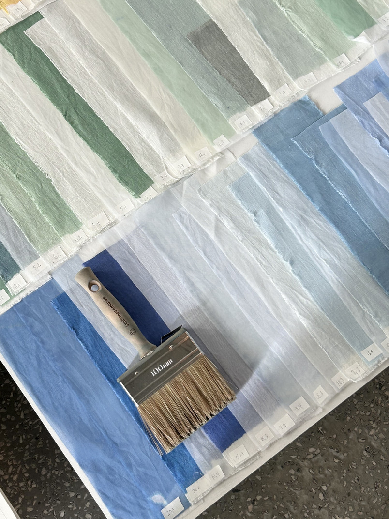 Colour studies, hand-painted textiles