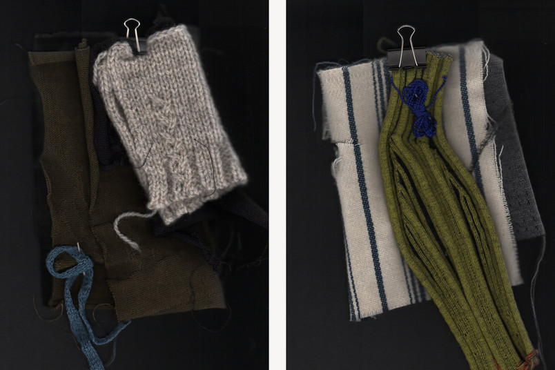 Knitted and woven textile samples