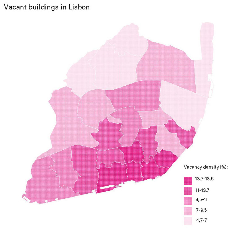 Mapping of density of vacancies in Lisbon